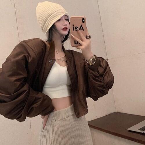 Fashion Long-sleeved Jacket Ladies Casual Pocket Short Jacket 2021 New Baseball Jacket Knitted Breasted High Waist Suit