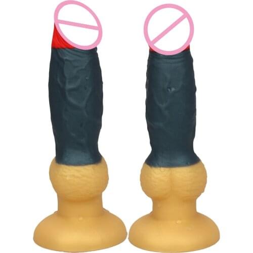 Soft Liquid Silicone Animal Wolf Dildo Suction Cup Realistic Dog Dildos Penis Sex Toys for Women Lesbian Knotted Dildos Sex Dick