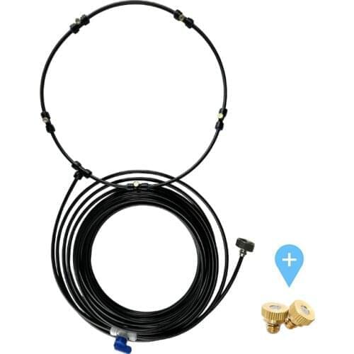 Outside Patio Summer Cooling Misting Line For Fan 33FT Miser With 5 Nozzles Brass Adapter Ball Valve