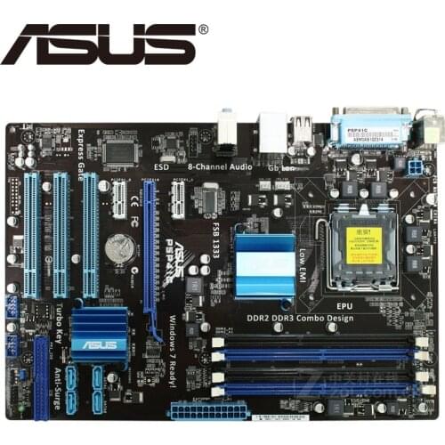 Asus P5P41C Desktop Motherboard P41 Socket LGA 775 Q8200 Q8300 DDR2/3 16G ATX UEFI BIOS Original Used Mainboard On Sale
