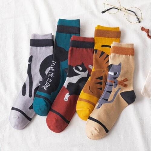 Yishine 10 Pairs New Autumn Winter Korean Cartoon Cat Prints Fun Womens Animals Design Cusal Cotton Socks