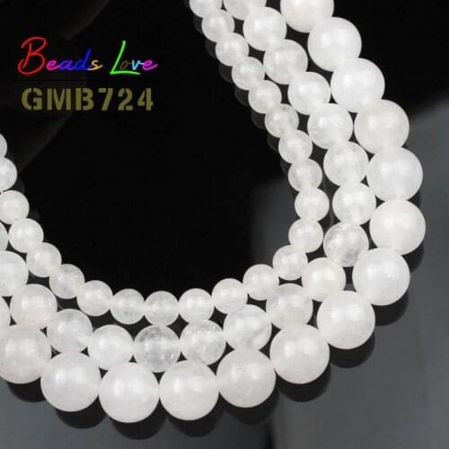 Wholesale Natural Milk White Jades Stone Round Chalcedony Beads 4 6 8 10 12mm Diy Handmade Bracelet For Jewelry Making 15 Inch