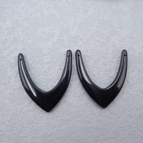 Birthday gift,Natural Gemstone obsidian stone Handmade Double-hole Earrings Pairs 40x35x4mm,9.1g