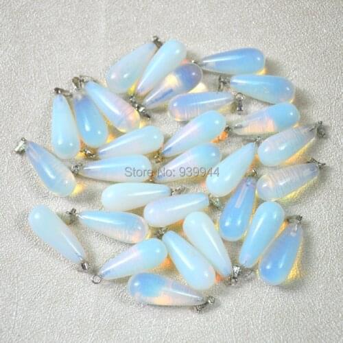 Free shipping Wholesale 2014 Hot Opal water drop Pendant Charms Natural Stone Cross Pendants for women and men 50pcs/lot