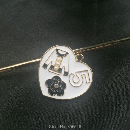 28MM 16Pcs Cloth Flower Tone Heart Shape Glazing KC Color Alloy Pendants Jewelry Charms