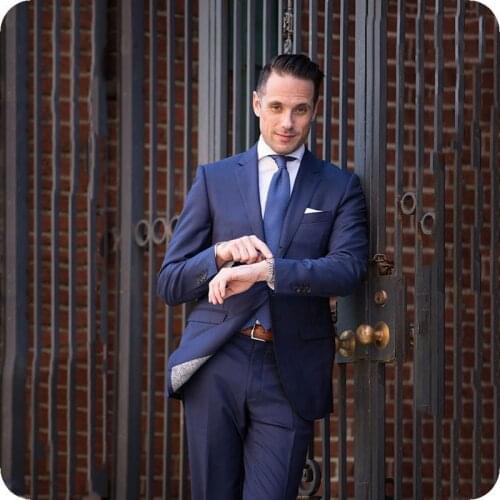 Slim Fit Navy Blue Men Wedding Suit Men Suits with Pants Custom Made Groom Tuxedo 2Piece Best Man Blazer Masculino Jacket Ternos