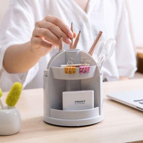 Simple Rotatable Storage Box Desk Organizer Home Office Storage Containers Desk Accessories Plastic Pen Holder Gifts