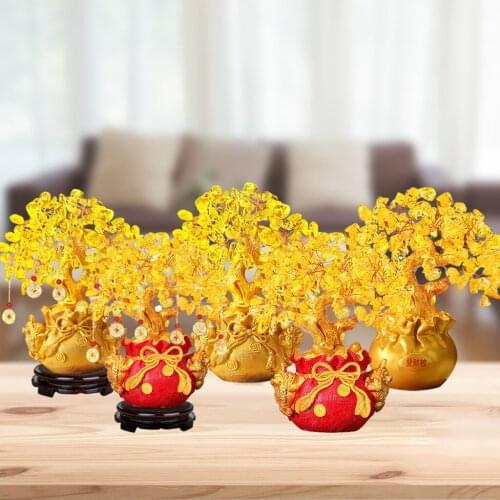 Lucky Tree Statue Artificial Tree Feng Shui Trees Home Decor Crystal Money Tree Feng Shui Bonsai Plant Indoor Decorations