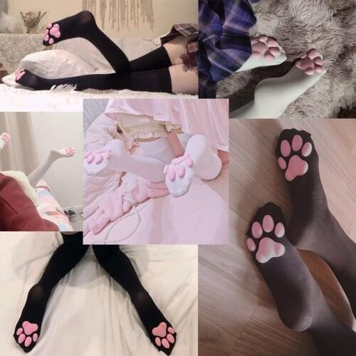 Sexy Lingerie for couple Cat Paw Socks Kawaii 3D Cat Claw Toe Paw Pad Thigh High Socks Over Knee Thigh Stocking