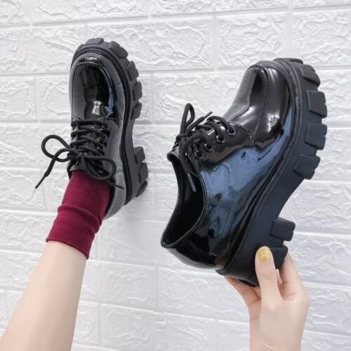 Women Pumps Fashion Patent Leather Platform Shoes Ladies Mary Jane Shoes Mujer 2021 Vintage Female High Heels Single Shoes