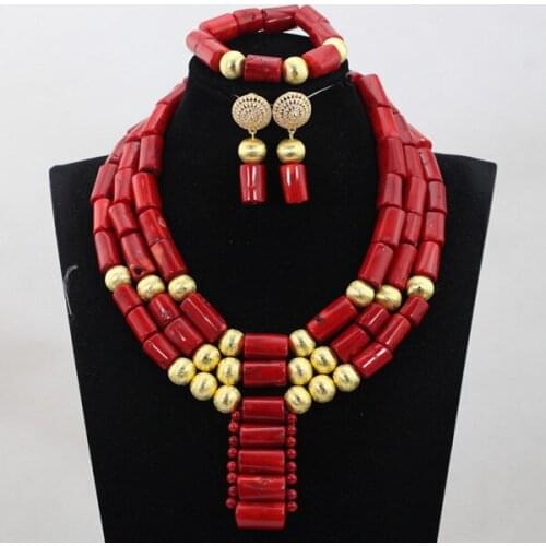 Unique Wine Red/Orange Coral Beads Jewelry sets African Wedding Bridal/Women Beads Necklace Jewelry Set Free Shipping CJ856