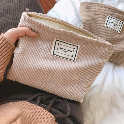 Mini Women Corduroy Make Up Pouch Vintage Cosmestic Bags Clutch Phone Purses