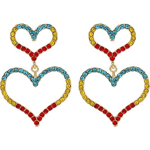 ZHINI Fashion Big Heart Crystal Rhinestone Drop Earrings for Women Charming Pearl Big Earring Jewelry Accessories 2021 brincos