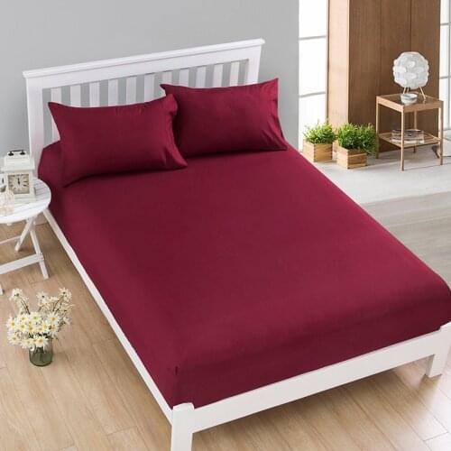 1pcs 100%Polyester Solid Fitted Sheet Mattress Cover Four Corners With Elastic Band Bed Sheet