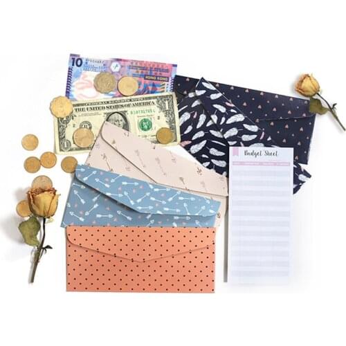 12pcs Kawaii and Cute Budget Envelopes Set Creative Printed Cash Envelopes With 12pcs White Budget Sheets Coupon Organizer