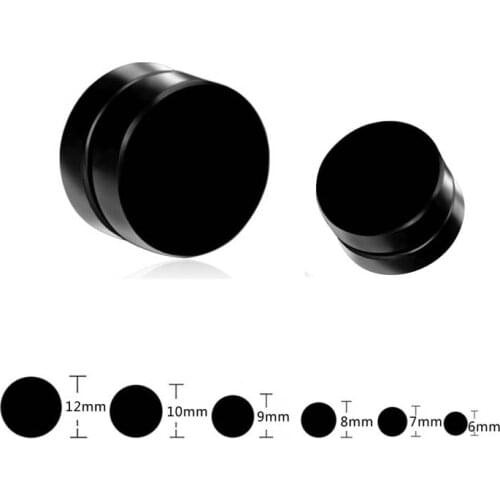 2 Pcs/ Lot punk Strong Magnetic Earrings for Men Women 100% Real Stainless Steel Black Round Magnet Double Sided Stud Earring