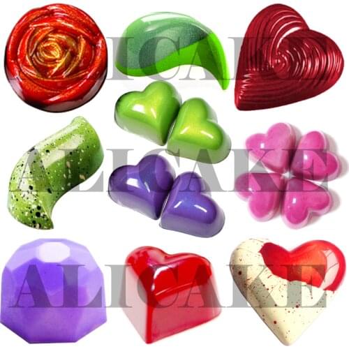 3D Polycarbonate Chocolate Mold Heart Tray Thick Chocolate Form Mould Food Grade Mold Diamond Bakeware for Baking Pastry Tools