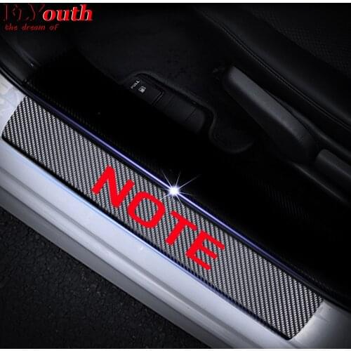 For Nissan NOTE Door Threshold Plate Entry Guard Car Door Sill Scuff Plate Stickers Car Styling 4Pcs Carbon Fiber Vinyl Sticker