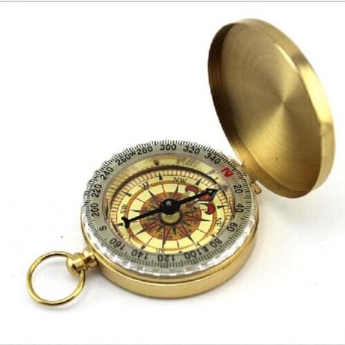 50% Hot Sales Retro Luminous Copper Pocket Compass Navigation Travel Outdoor Hiking Camping