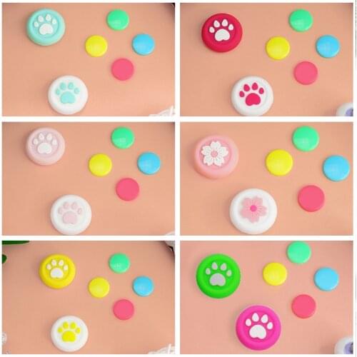 ABXY Key Sticker Joystick Button Cat Paw Thumb Stick Grip Cap Protective Cover For Nintendo Switch Pro Controller NS Skin Case