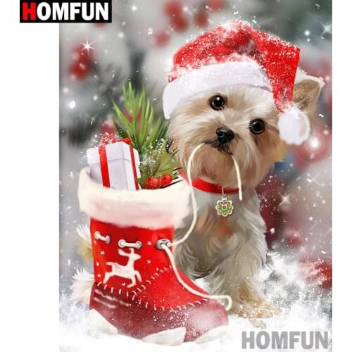 HOMFUN Full Diamond Embroidery Diy 5D Diamond Painting Cross Stitch "Animal dog gift" Full Drill Home Room Decor A00115