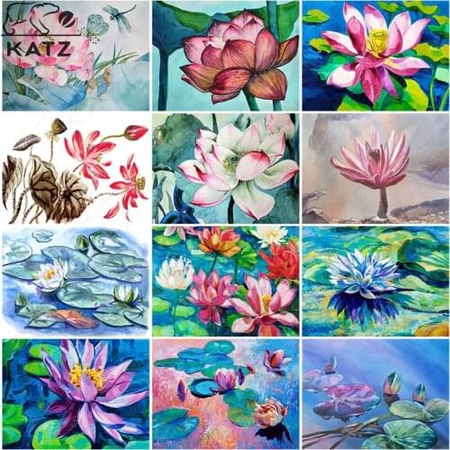 Diamond Painting Lotus Diy Flower Picture Mosaic Art Plant Embroidery Cross Elegant Oil Painting Cross Stitch Home Decoration