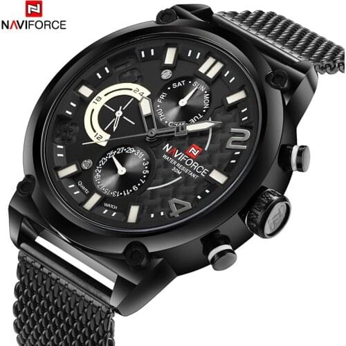 2021NAVIFORCE Chronograph 24 Hours Function Sport Watch Stainless Steel Band Fashion Men Watch Military Watch relogio masculino
