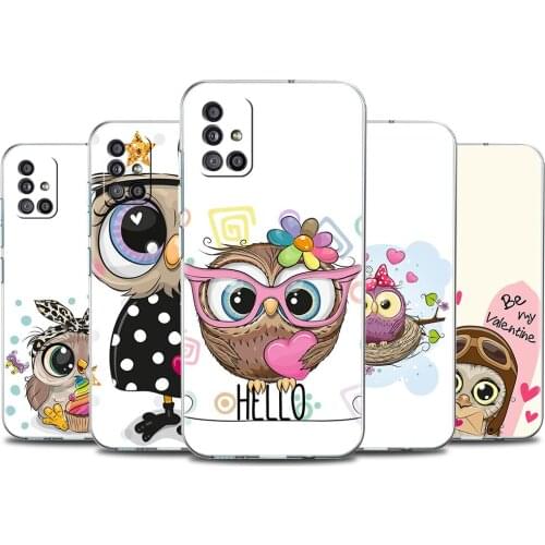Case for Samsung A51 A71 A21s Capa For Galaxy A12 A31 A32 A52 A02s A11 A41 A72 A91 Soft Phone Capas Fashion Cartoon Owl