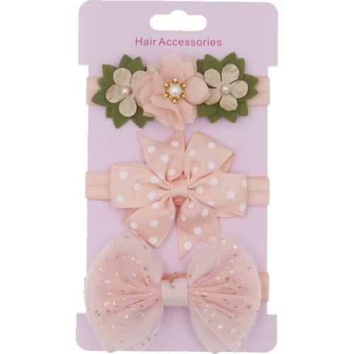 Baby Headband Girls hair Bow Elastic hair band Girls Bowknot flowers headbands Set children baby girls Hair Accessories 3Pcs/lot