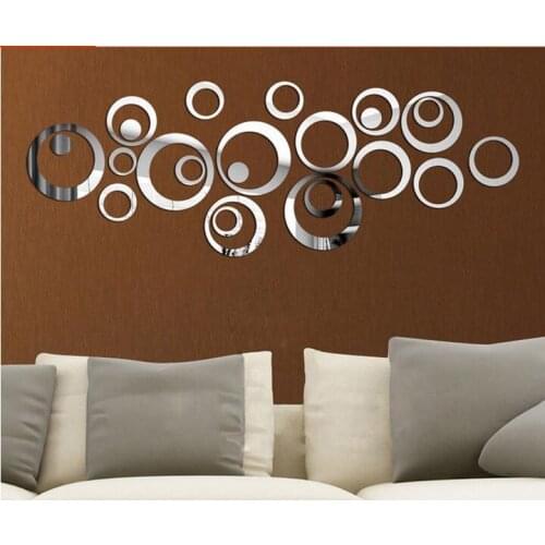 DIY Hot Sales 24Pcs Circles Wall Stickers Mirror Style Removable Decal Vinyl Art Mural Wall Sticker Home Adesivo De Parede