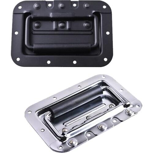 House Furniture Cabinet Pulls Hardware Spring Loaded Steel Recessed Handle With Padded Grip Case Chest Cabinet Speaker Box