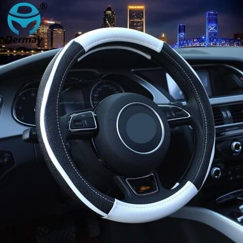 Two-Tone Car Steering Wheel Cover Sport Leather Steering Covers Four Season Auto Supplier Car Accessories Steering Wheel Cases