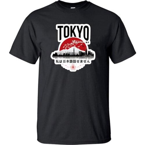 Tokyo I Don't Speak Japanese TShirt Men T Shirt Funny TShirts Summer Cotton Short Sleeve Black White Loose Harajuku T-Shirt Tees