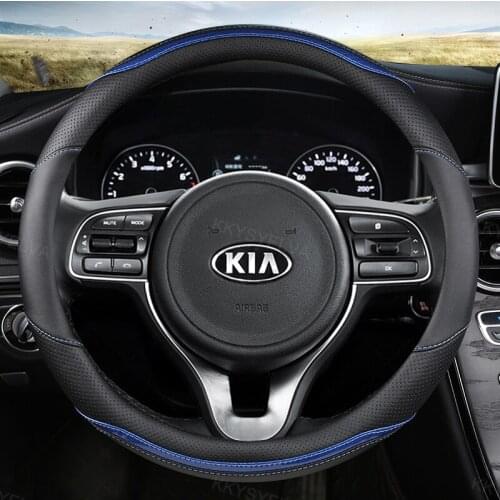 Carbon Fibre Leather Car Steering Wheel Cover for Kia Rio 2 3 4 X Line Kombi Sedan Auto Accessories Interior