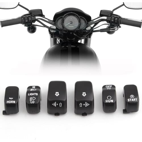 Motorcycle Hand Control Switch Caps Button Covers Kit for Harley VRSC XL XR Softail Dyna FLHR FLHRC Sportster 883 1200 Models