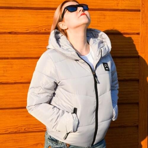 Obrix Casual Style Winter Jacket For Women Short Bomber Solid Color Outerwear