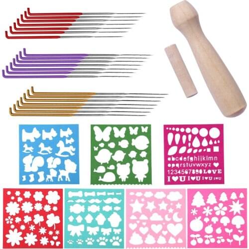 LMDZ 21Pcs Color Felting Needles, 7Pcs Color Wool Felt Molds, Needle Felting Foam and Wooden Felting Handle for DIY Craft Animal