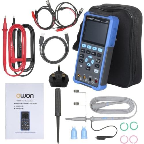 OWON HDS242/HDS242S /HDS272/HDS272S 2-CH Handheld Oscilloscope Multimeter Waveform Generator 40MHz 3-in-1 Multifunctional Tester