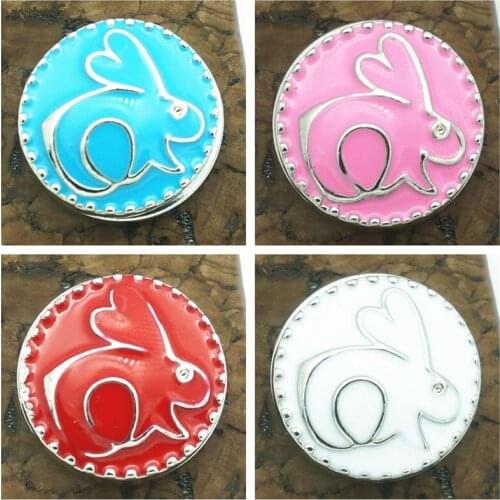 Fashion beauty Lovely Oil rabbit 18MM metal snap buttons fit DIY 18mm snap jewelry wholesale KZ3289