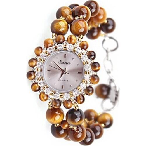 Fashion Women Quartz Watch Girls Female Nature Tiger Eye Stone Bracelet Jewelry Wrist Watch Students Wristwatch Gifts