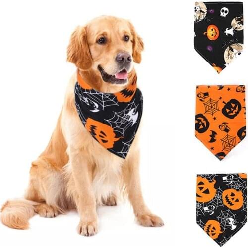 Pet Small Dog Scarf Bibs Pets Saliva Polyester Towel Halloween Dogs Flag Dog Collar Pumpkin Skull Ornament Pets Accessories
