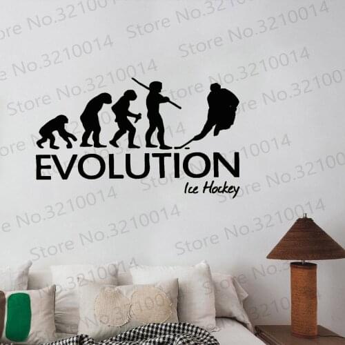 Human Evolution Sports Hockey Wall Decal Nordic Style Vinyl Stickers Nursery Kids Room Wallpaper Decor Sticker PW445