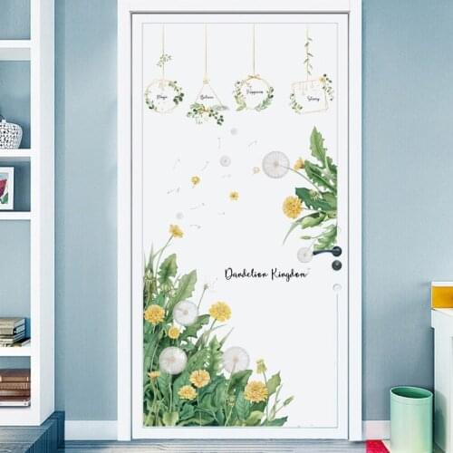 Green Leaf Wall Stickers Door Decor Stickers Bedroom Living room wall decorations Removable Wall Decals Home Decor Poster Art