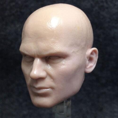 Un-painted 1/6 Scale FPS Hitman Timothy Olyphant Head Sculpt Male Figure Accessory Carving Model for 12'' Male Body
