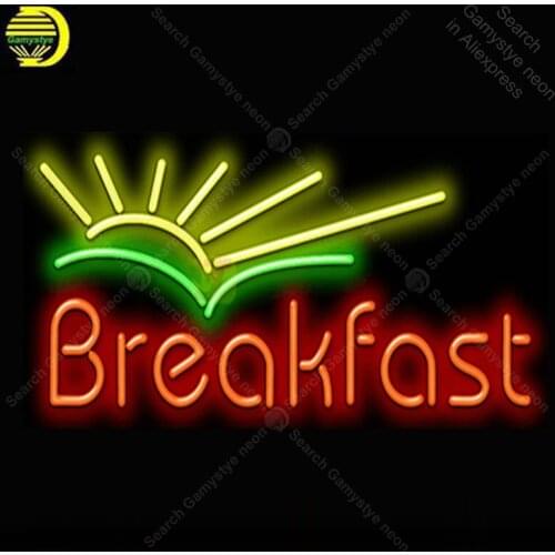 Breakfast with Sunrise Neon Light Sign Glass Tube Neon Bulbs Sign Decor Room Hotel Neon board Sign lamps anuncio luminoso Atarii