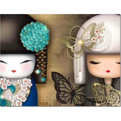 New Gift Diamond Embroidery Japanese kimono doll 5D Diamond Painting Square Round drill Mosaic Diamond Art Cartoon Girl,YG2356