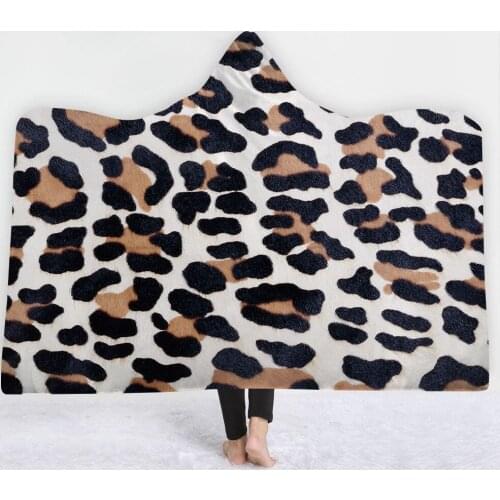 Animal Boho Mandala Hooded Blanket Floral Sherpa Fleece Lotus Wearable Throw Blanket Microfiber on Sofa Thick warm