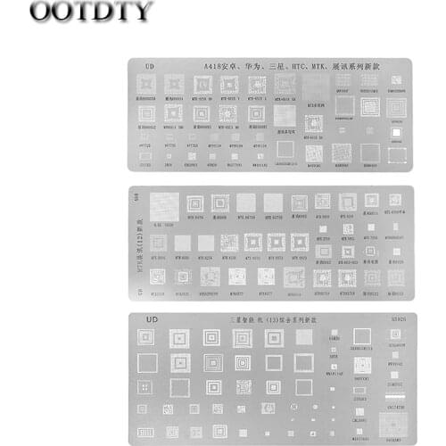 OOTDTY 3PCS High quality universal BGA Stencils for MTK Samsung HTC Huawei Android Directly Heated BGA Reballing Stencils Kit