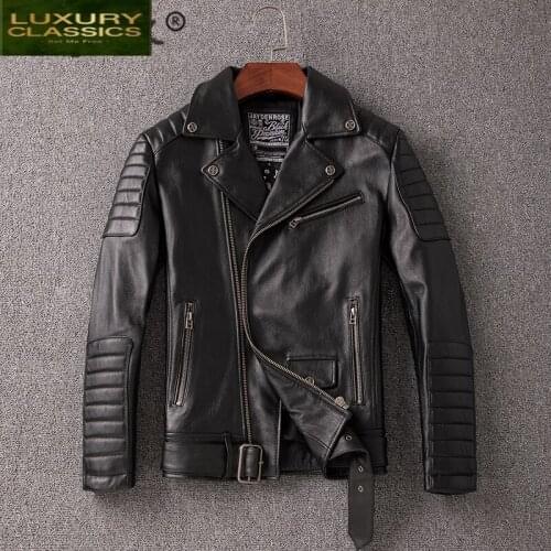 Autumn 100% Genuine Winter Leather Jacket Men Streetweaar Real Leather Coat Man Moto Biker Vintage Cow Leather Jacket 281