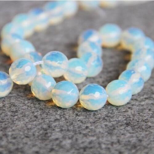 Opale 12mm Imitation Sri Lanka pierre de lune facette lâche ronde perles fille cadeau bricolage manuel fabrication de bijoux con